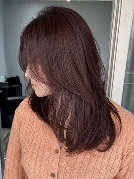 エトラ 渋谷店(etora) 大人レイヤーカット　ワインレッド　ブラウン