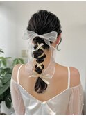 編み下ろしリボンアレンジ