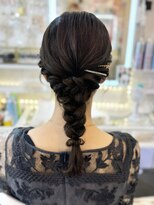 結婚式 二次会 お呼ばれ 編みおろし×パール・ゴールドピン