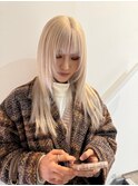 ブロンド/ロングヘア/ハイトーン/ホワイトブリーチ/韓国
