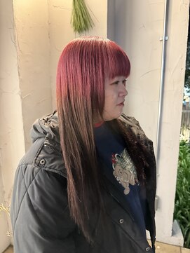 スタン 渋谷(Stam) ミルクティーピンクアッシュカラータッセルボブ前下がりボブ