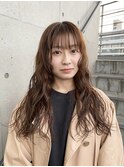 20代30代大人可愛いロングウルフくせ毛風パーマアッシュブラウン