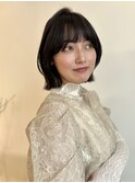 切りっぱなしボブ/暗髪/透明感カラー/学割U24/柏美容室