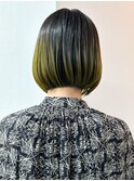 エンドカラー　裾カラー　イエロー　グラデーションカラー　ボブ