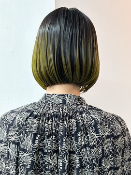 カシェル(cashel) エンドカラー 裾カラー イエロー グラデーションカラー ボブ