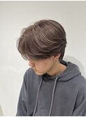 毛流れラウンドマッシュメンズブリーチダークグレージュ