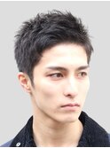 Haleブルーブラックニュアンスパーマスパイキーショートバーバー