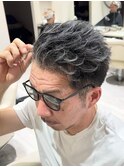 50代40代白髪ぼかしシルバーメッシュバレイヤージュ