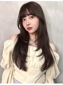 ♯ブリーチなし/髪質改善/スモーキーカラー/グレーブラウン/前髪