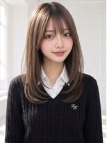 ユーフォリア エヌ 池袋サンシャイン通り店(Euphoria +n)&nbsp;ロングストレートレイヤーシースルーバングアッシュベージュ