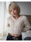 ハイトーンボブ　ブロンド　ストレート
