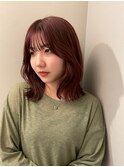 【nanami】pink red × ミディアムヘア