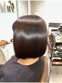 艶髪ボブ　白髪染めブラウン　【新宿/髪質改善カラー】