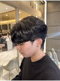 韓国センターパート/フェザーパーマ/フェザーショート/メンズ