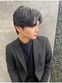 ツイストスパイラルパーマスペインカールダークアッシュマンバン
