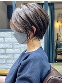 30代40代50代絶壁解消ひし形白髪ぼかし大人ショートボブ【西】