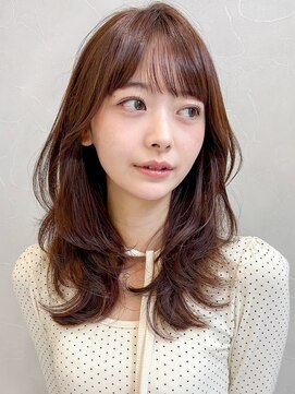 アグノス 青山(Agnos) うる艶髪斜めバング黒髪オリーブグレーくびれヘアこなれヘア