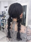 ツイン編みおろしアレンジヘアセットヘアメイク