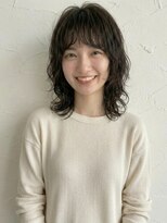 カバーヘア ブリス 川口(COVER HAIR bliss)&nbsp;黒髪ダークアッシュシャギーウルフ抜け感パーマA11川口20代30代