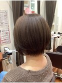 大人ショート＋髪質改善縮毛矯正地毛ハイライト丸みショート