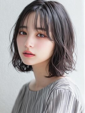 ムウ 難波(MOU) ボブミルクティーブロンドダークブルーワンホンレイヤー30代40代