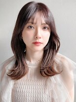 アプリコットオレンジ外ハネボブ愛され薄めバング大人可愛い