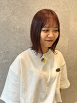 アース 三軒茶屋店(HAIR&MAKE EARTH) 三軒茶屋_レディース_ミディアム_オレンジベージュ_ボブ_外ハネ