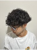 波巻きスパイラルマッシュツーブロック波巻きパーマメンズ
