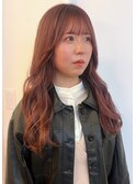 顔周りカット　透明感　ナチュラルブラウン　ロング　カール