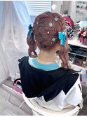編み込みウェーブツイン