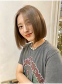 梅ヶ丘人気ヘアスタイルNo.1アゴした大人ボブヌーディーベージュ