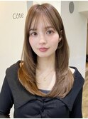 美髪レイヤーカット/顔まわりレイヤー/くびれミディアムレイヤー