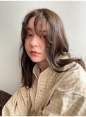 デジタルパーマチェリーブラウンオリーブグレージュロングウルフ