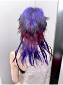 ハイレイヤーウルフシャギーカットデザインカラー赤カラー