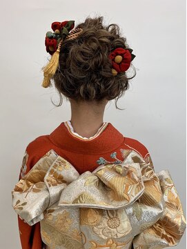 ラパンセヴェール(LA PENSEE VERT) 【LA PENSEE】成人式のもこもこアップスタイル　着物