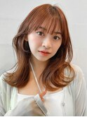Unami くびれミディアム　シースルーバング　外はねパーマ