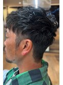 20代30代メンズスパイラルパーマワイルドオシャレ感アッシュ