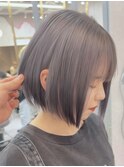 ダブルカラーミルクティーベージュカラーケアブリーチ韓国ボブ