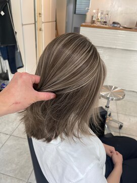 ブレンド 渋谷(BLend) 前髪ハイライトカラーこなれミディイメチェンウェーブパーマ