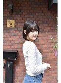 大人可愛い20代30代40代黒髪前下がりショートボブ丸みショート◎