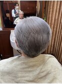 アップバングシルバーカラーメンズカットニュアンスデザイン