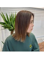 アオ 岡野 横浜(a-o) 【安藤貴志】外ハネボブxアッシュベージュxハイライト＊