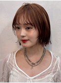 ストレートくびれヘアアプリコットオレンジ夏のヘアアレンジ