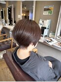 大人ショート細めハイライト白髪ぼかしくすみカラー40代50代