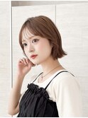 ミルクグレージュ/くびれレイヤーボブ/韓国巻き/顔周りカット
