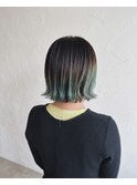 ぱつっとボブの裾カラー「ブリーチ/ダブルカラー/金沢文庫駅」