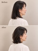 aptas 青山/表参道 白髪染め/白髪ぼかしハイライト/ボリュームアップエクステ&nbsp;50代の大人ミディアム｜表参道・青山