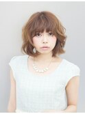 大人小顔パーマひし形シルエット