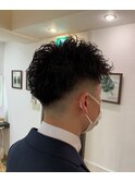 アップバング×アイロンパーマ