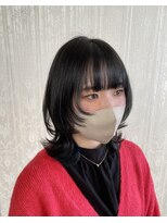 ヘアスタジオ アルス 御池店(hair Studio A.R.S)&nbsp;ミディアムヘアウルフカット黒髪20代30代40代